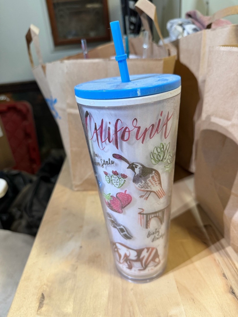 Starbucks Blue-Lid California Tumbler with Straw